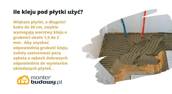 Dla płytek do 30 cm stosuj dopuszczalną grubość kleju pod płytki 1,5-2 mm. Użyj odpowiedniej pacy zębatej.