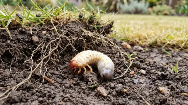 Grub żerujący w ziemi, niszczący korzenie. To właśnie tego pędraki nie lubią - być odkryte i zniszczone.